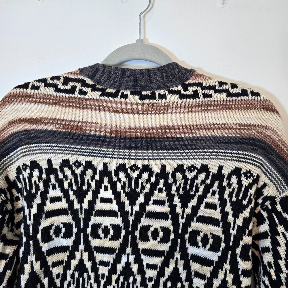Lucky Brand Southwestern Aztec Knit Tan Brown Open Front Cardigan Size S Cotton - Picture 6 of 9